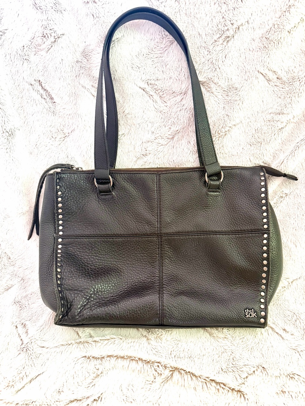 The Sak Black Studded Leather Shoulder Bag